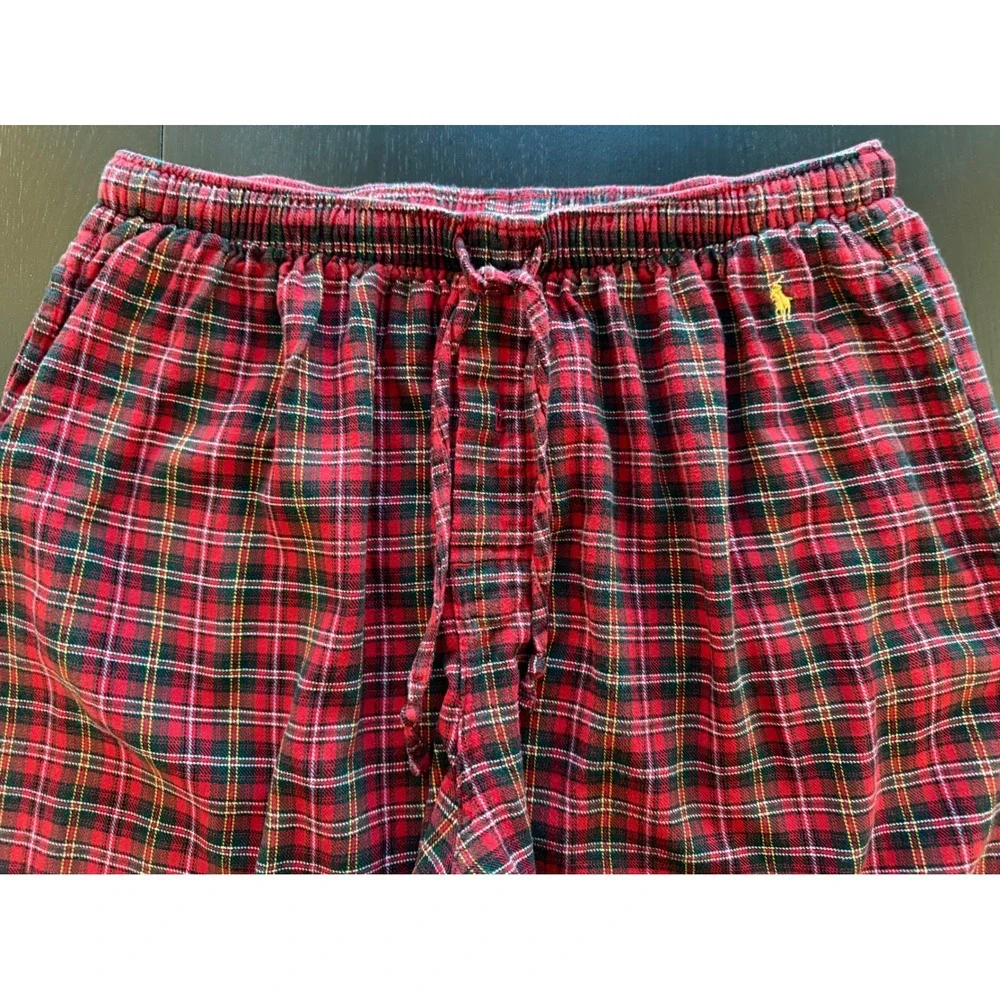 Ralph Lauren Polo Sleepwear Pajama Pants Mens L (36-38) Red Plaid Loungewear PJs